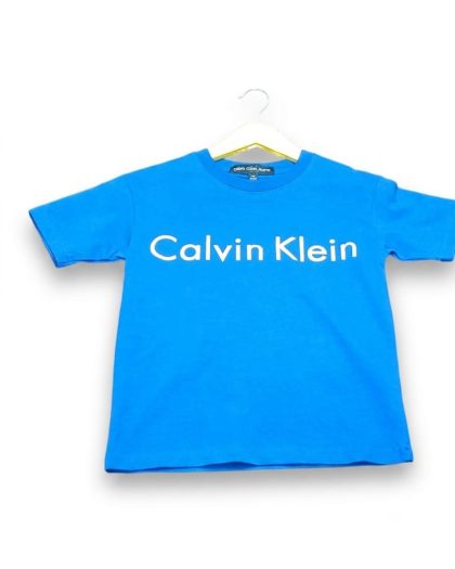 Blue Calvin Klein T-shirt for boys with short sleeves and logo print