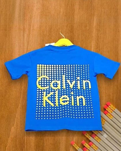 Blue short sleeve graphic T-shirt with Calvin Klein front print