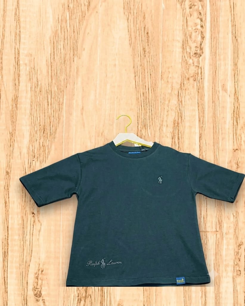 Dark green Polo Ralph Lauren T-shirt for boys with short sleeves and embroidered logo